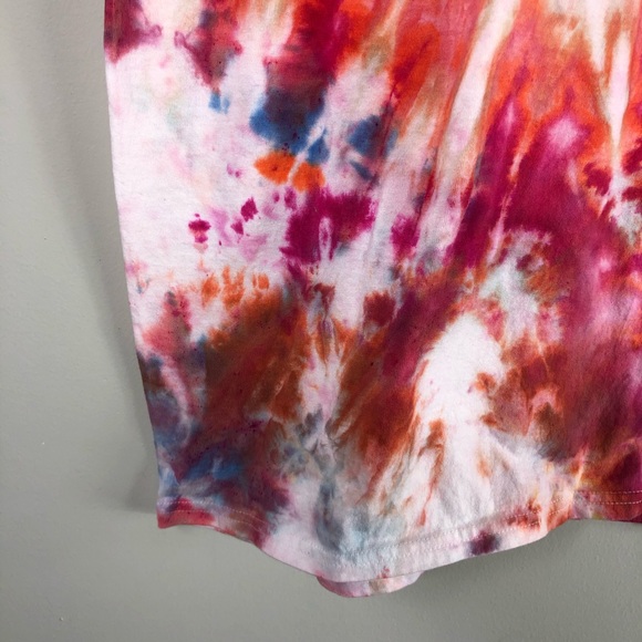 NEW Tie Dye Hand Dyed Colorful Tee Short sleeve Crewneck Shirt Cotton 842 - Picture 5 of 11